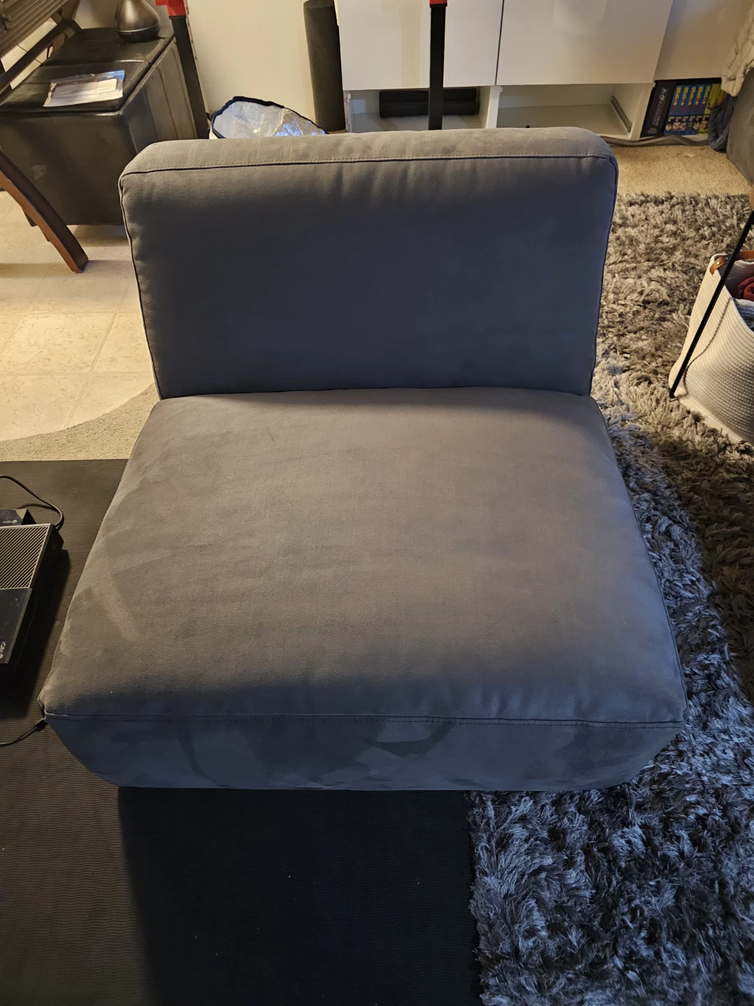 Grey Fabric Armless Accent Chair