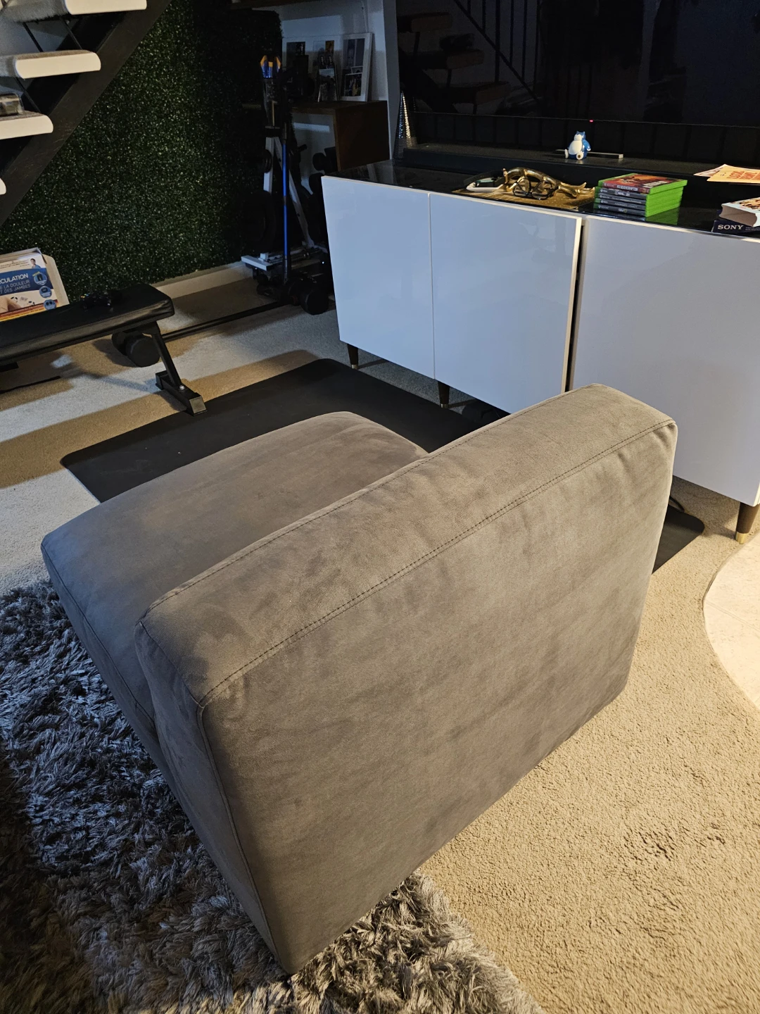 Grey Fabric Armless Accent Chair - photo 3