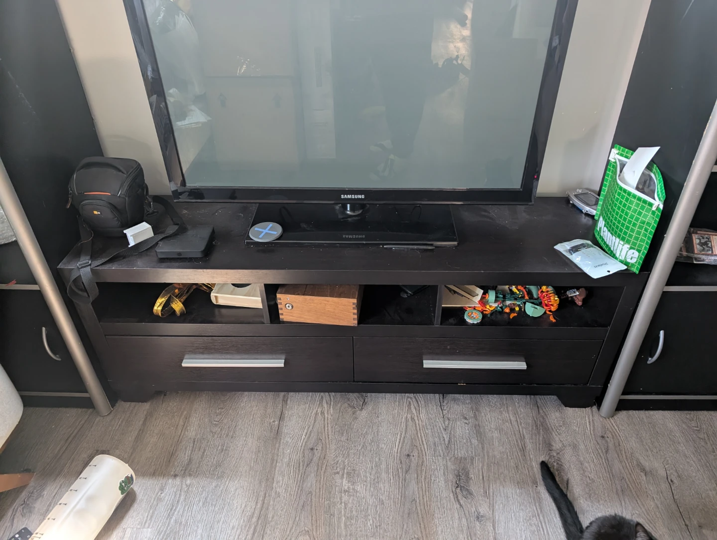 Black Entertainment Unit with Shelving - photo 2