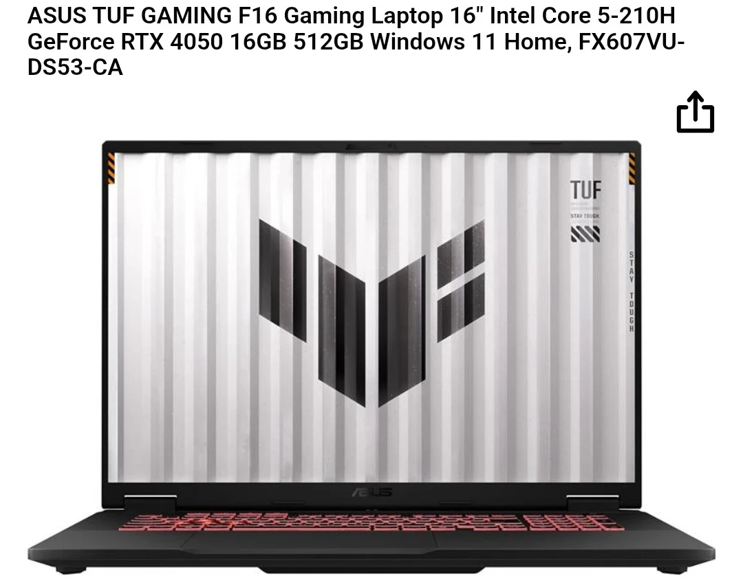 ASUS TUF GAMING F16 Laptop 16" Intel Core i5 RTX 4050 - photo 2