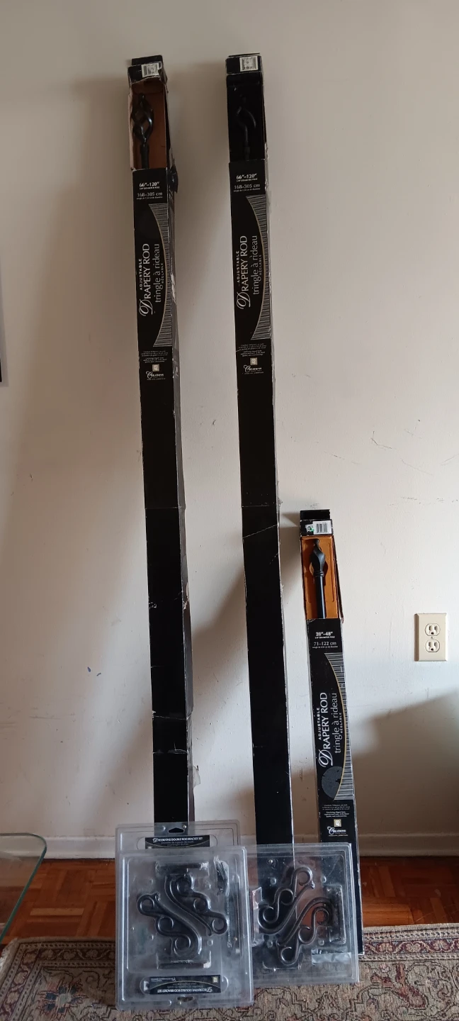 Decorative Double Rod Bracket Set and Drapery Rods (NEW)