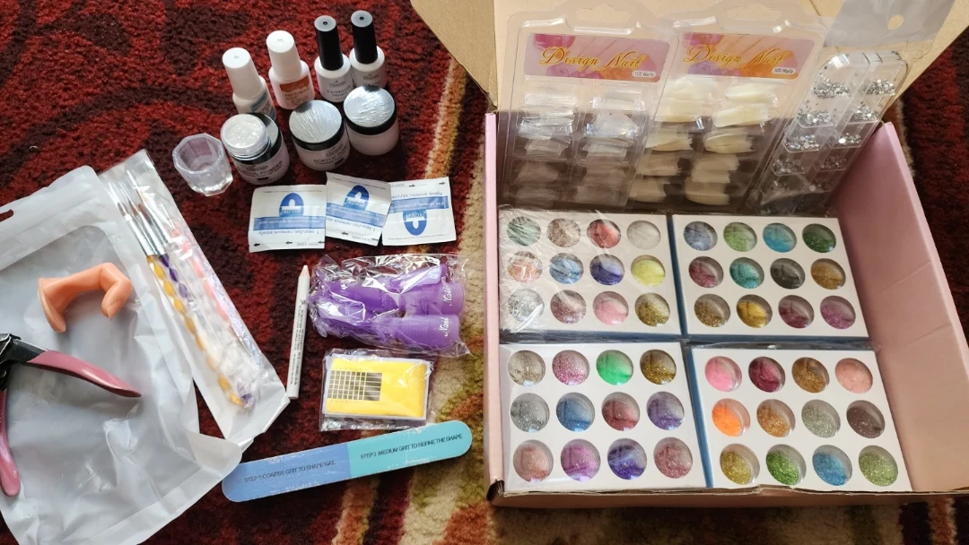 Nail Art Kit Glitter, and Acrylic Tips