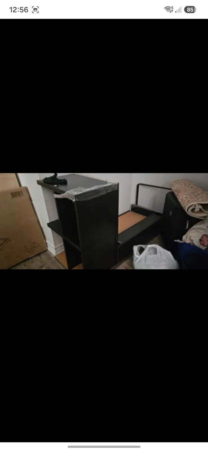 Black computer desk with shelves & chair - photo 4