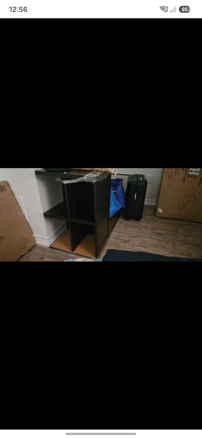 Black computer desk with shelves & chair - photo 5