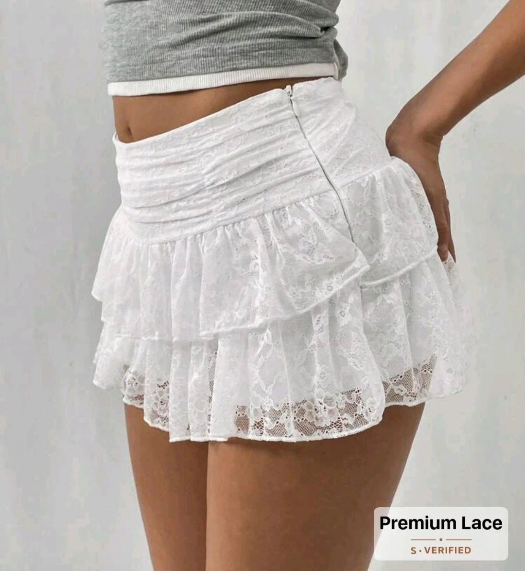 Brand New White Lace Ruffle Mini Skirt - photo 3