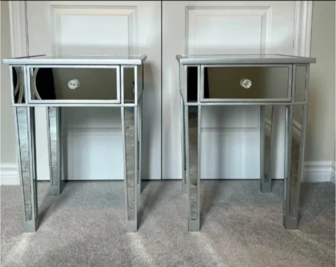 Mirrored Nightstand with Crystal Drawer Pull - photo 3