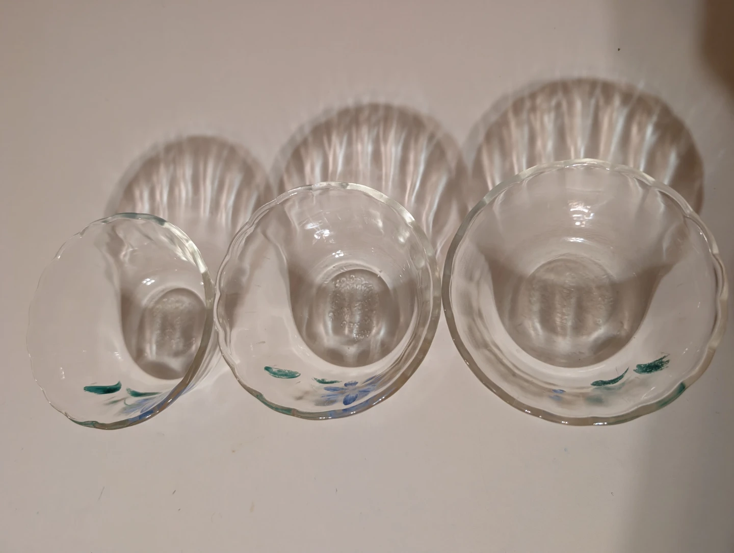 Fire-King Glass Custard Cups Set of 3 Blue Floral - photo 2