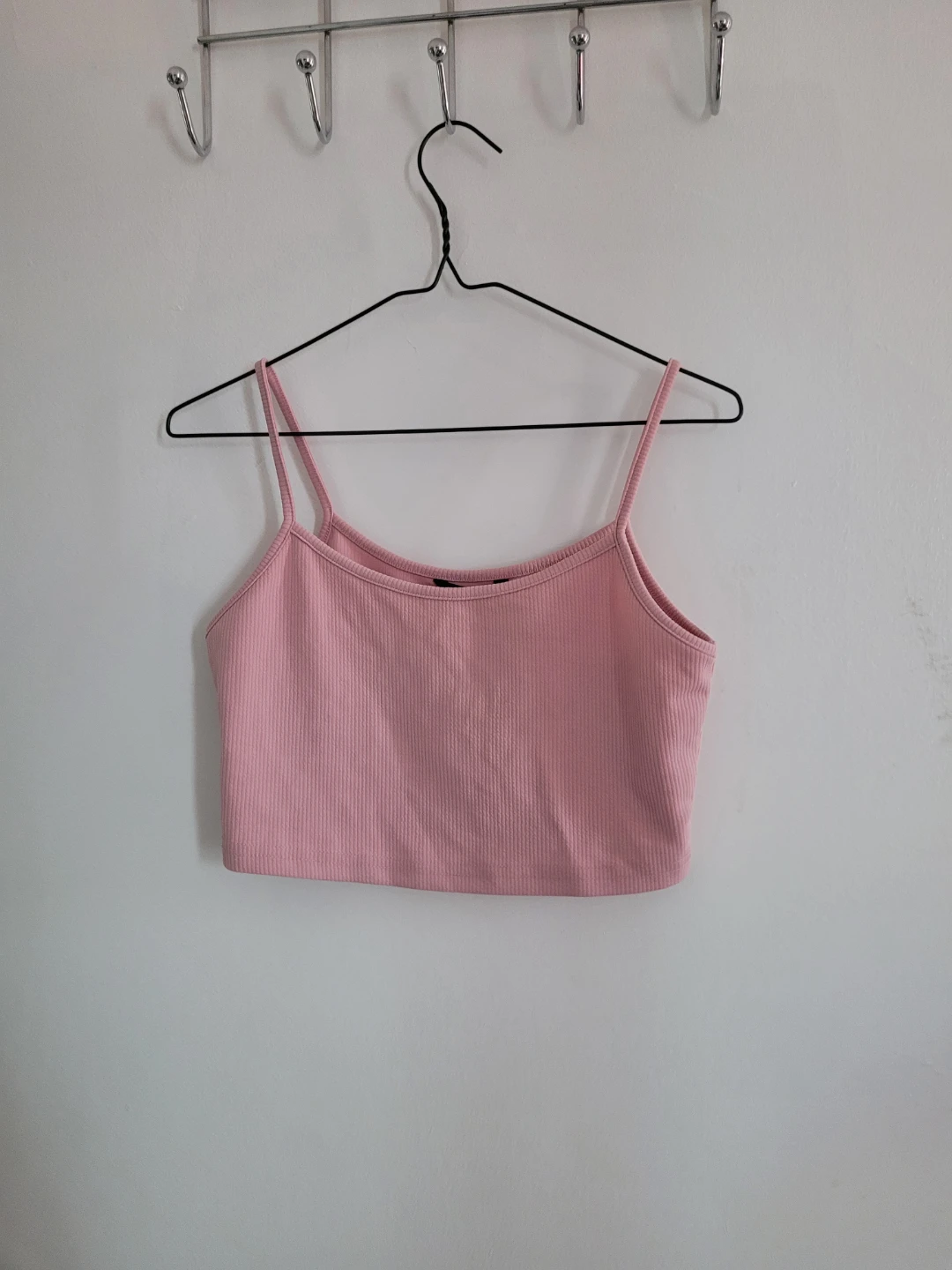 Pink ribbed crop top and leggings set - photo 4