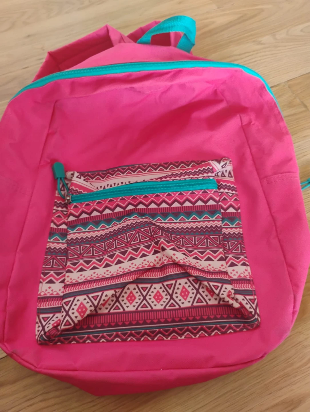 Pink Backpack with Teal Accents