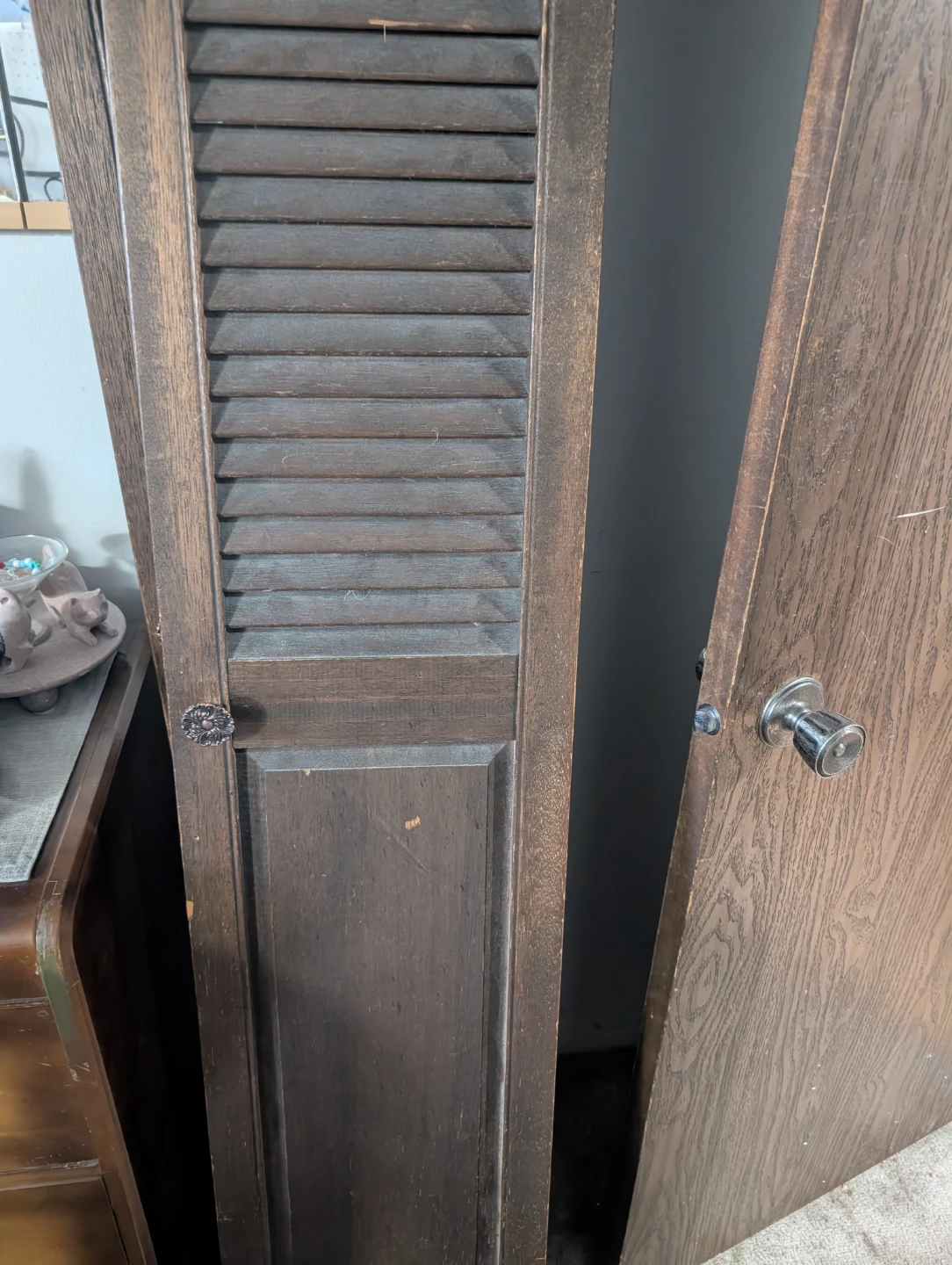 Dark Wood Louvered Closet Doors