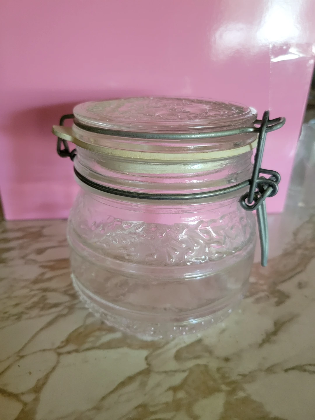 Vintage Floral Glass Jar