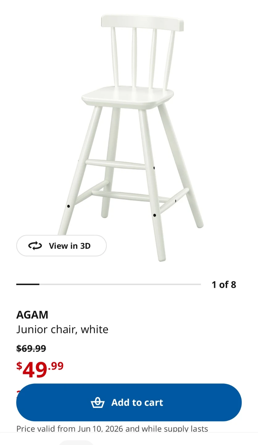 IKEA AGAM Junior Chair White - photo 3