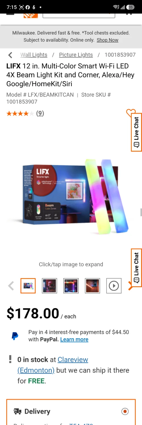 LIFX 12 in. Multi-Color Smart Wi-Fi LED Beam Light Kit