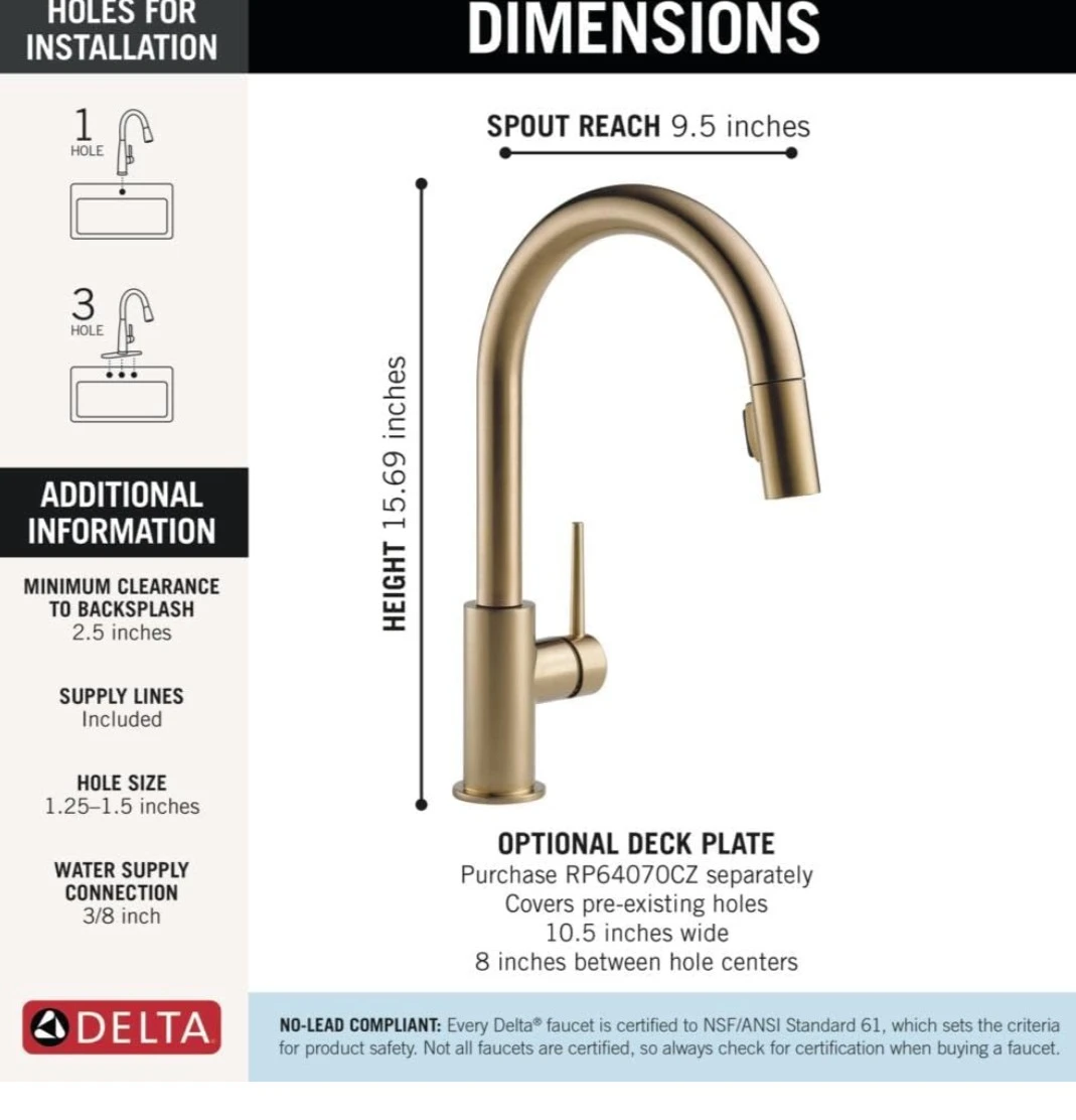 Delta Kitchen Faucet - Champagne Bronze - photo 2