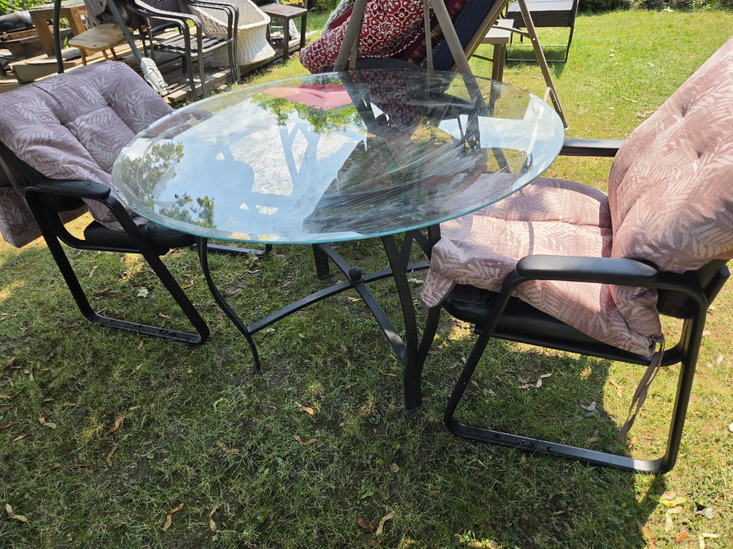 Bevelled glass top table