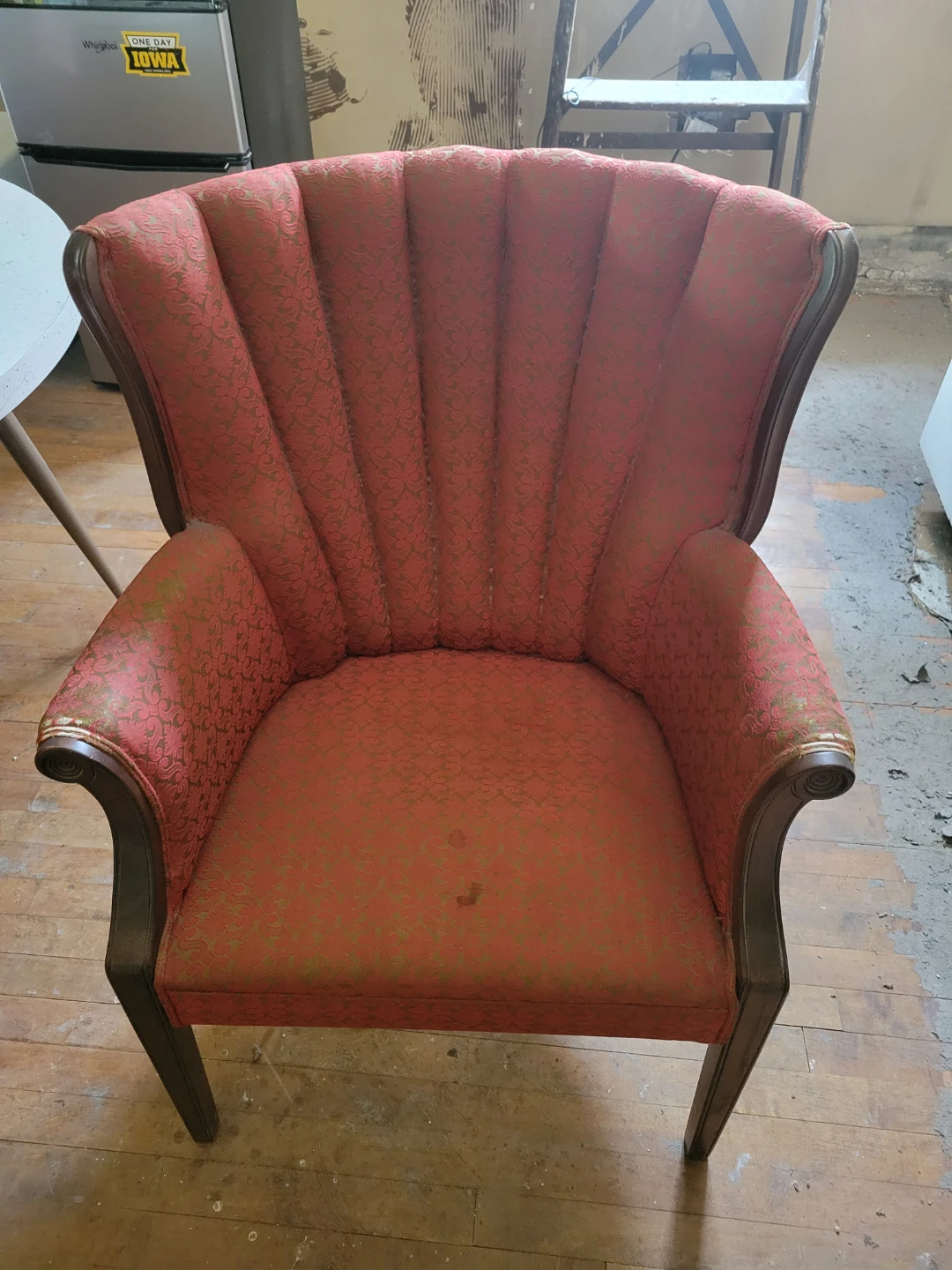 Red Upholstered Accent Wing Chair