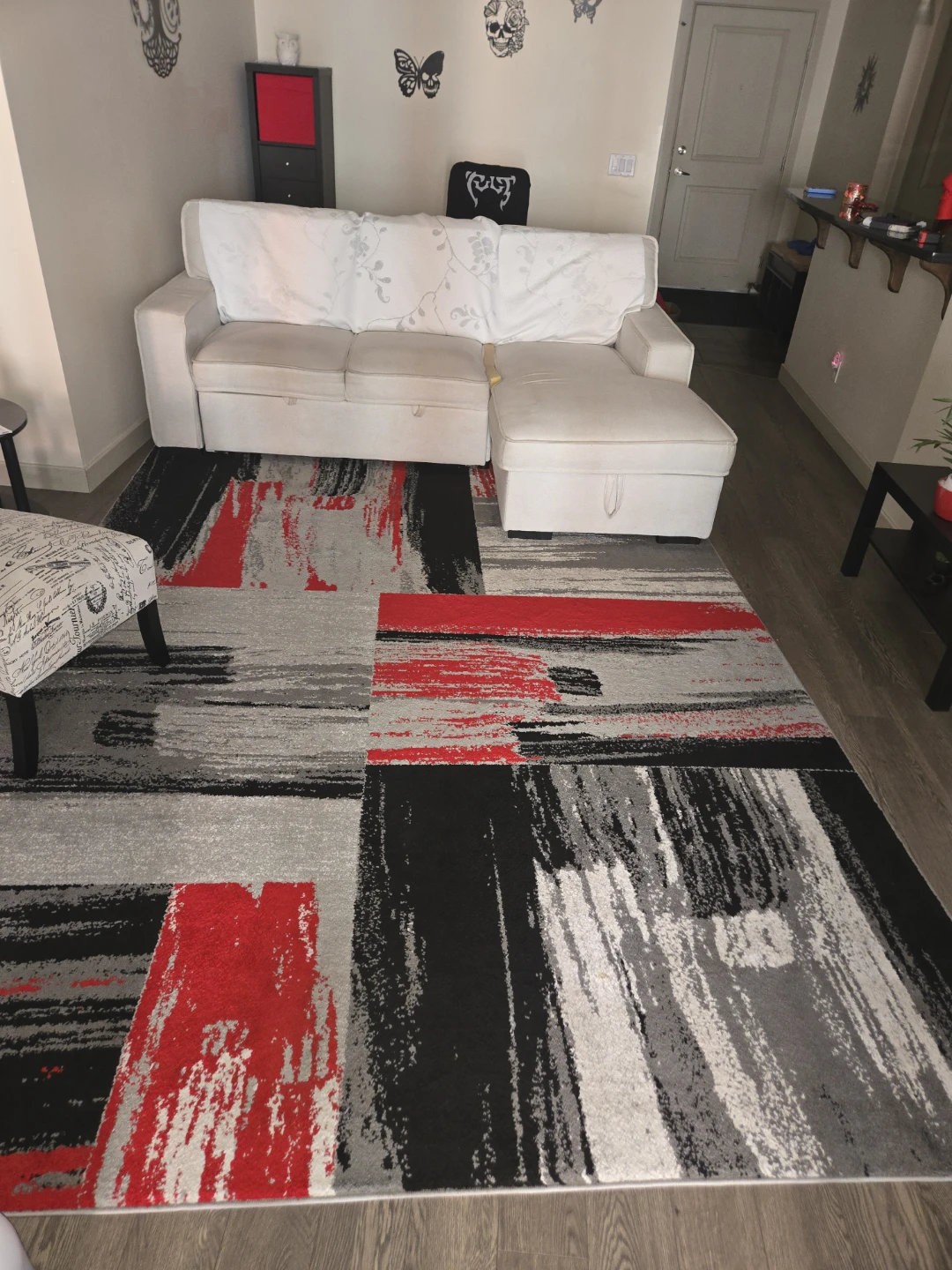 Modern Abstract Area Rug - Red, Black, Grey - photo 2