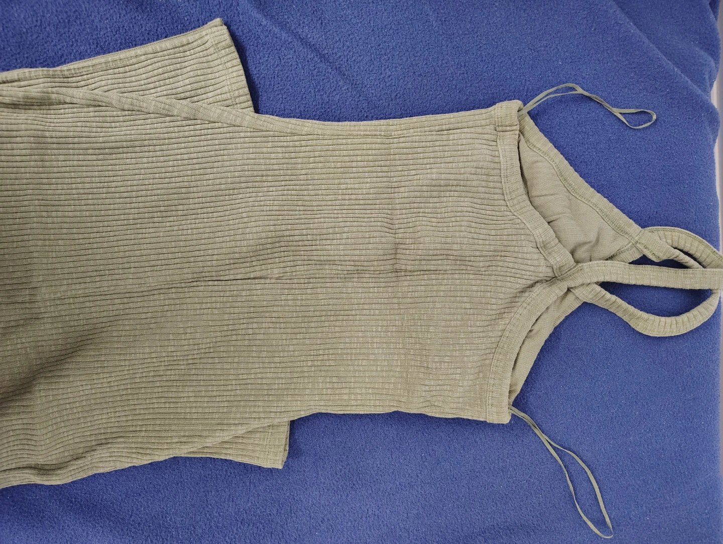 Ribbed Knit Midi Dress - Olive Green, Dark