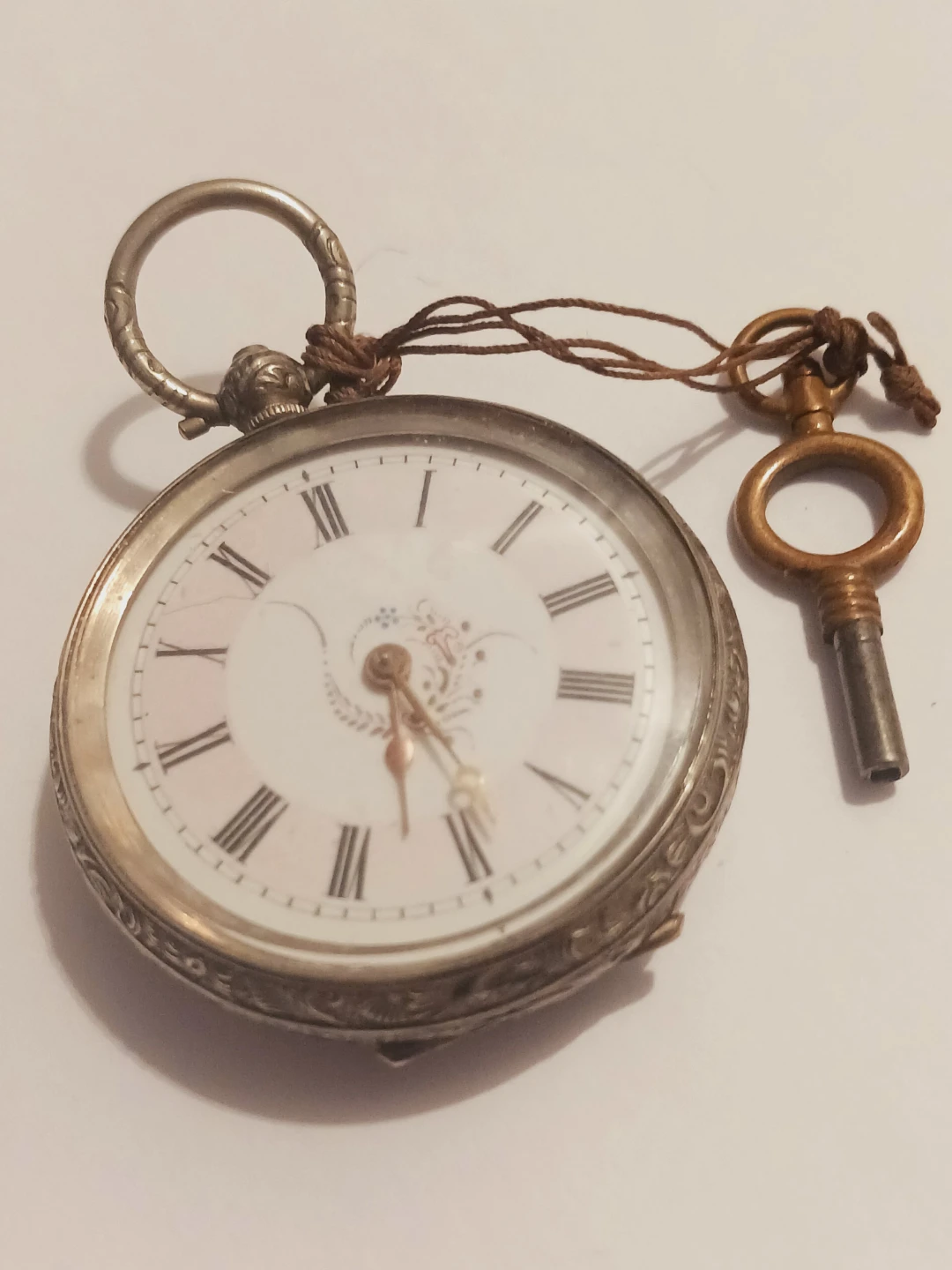 Antique Collectible 800 Silver Pocket Watch with a Key - photo 2