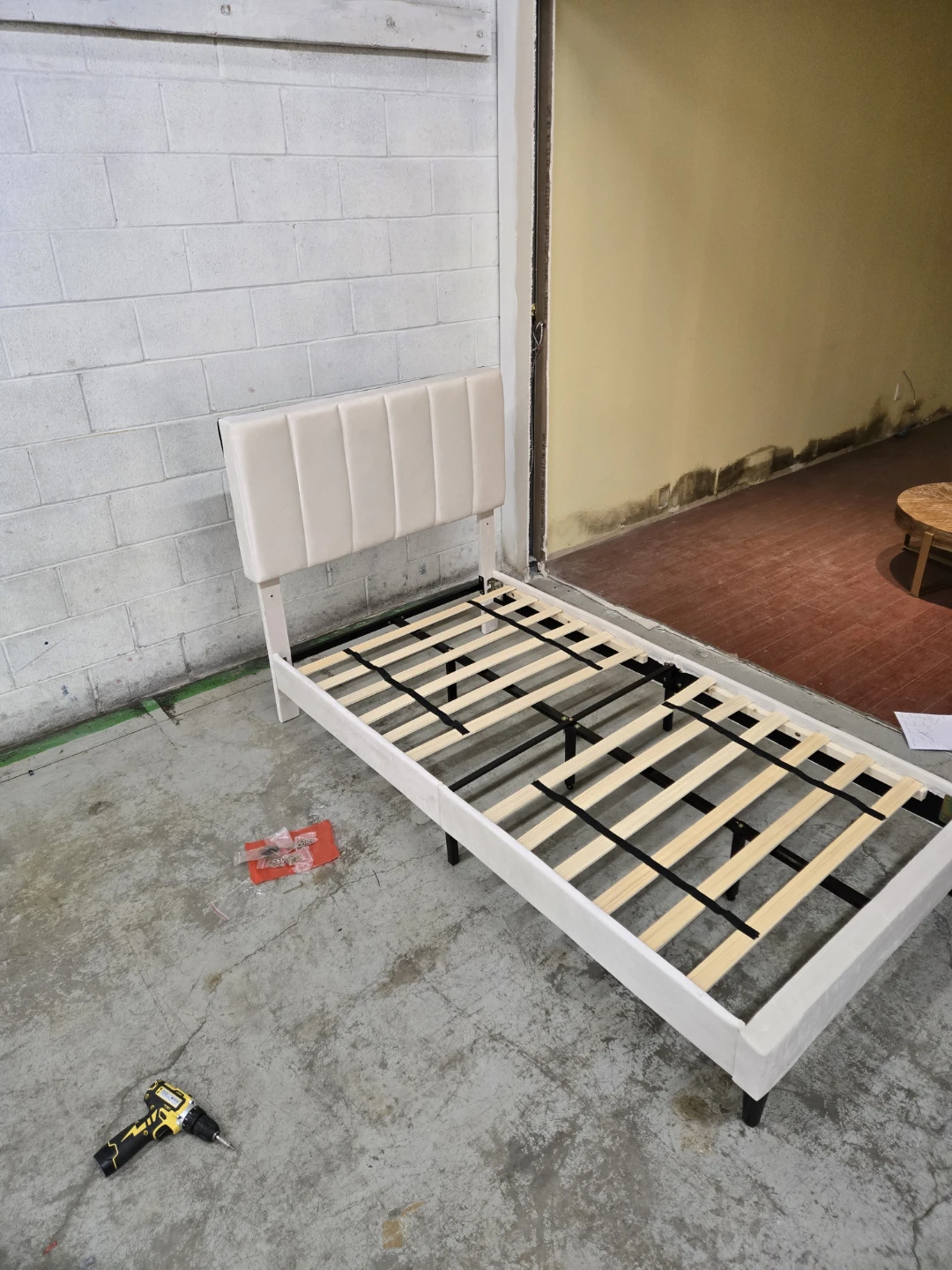 New Beige Upholstered Bed Frame with Headboard - photo 2