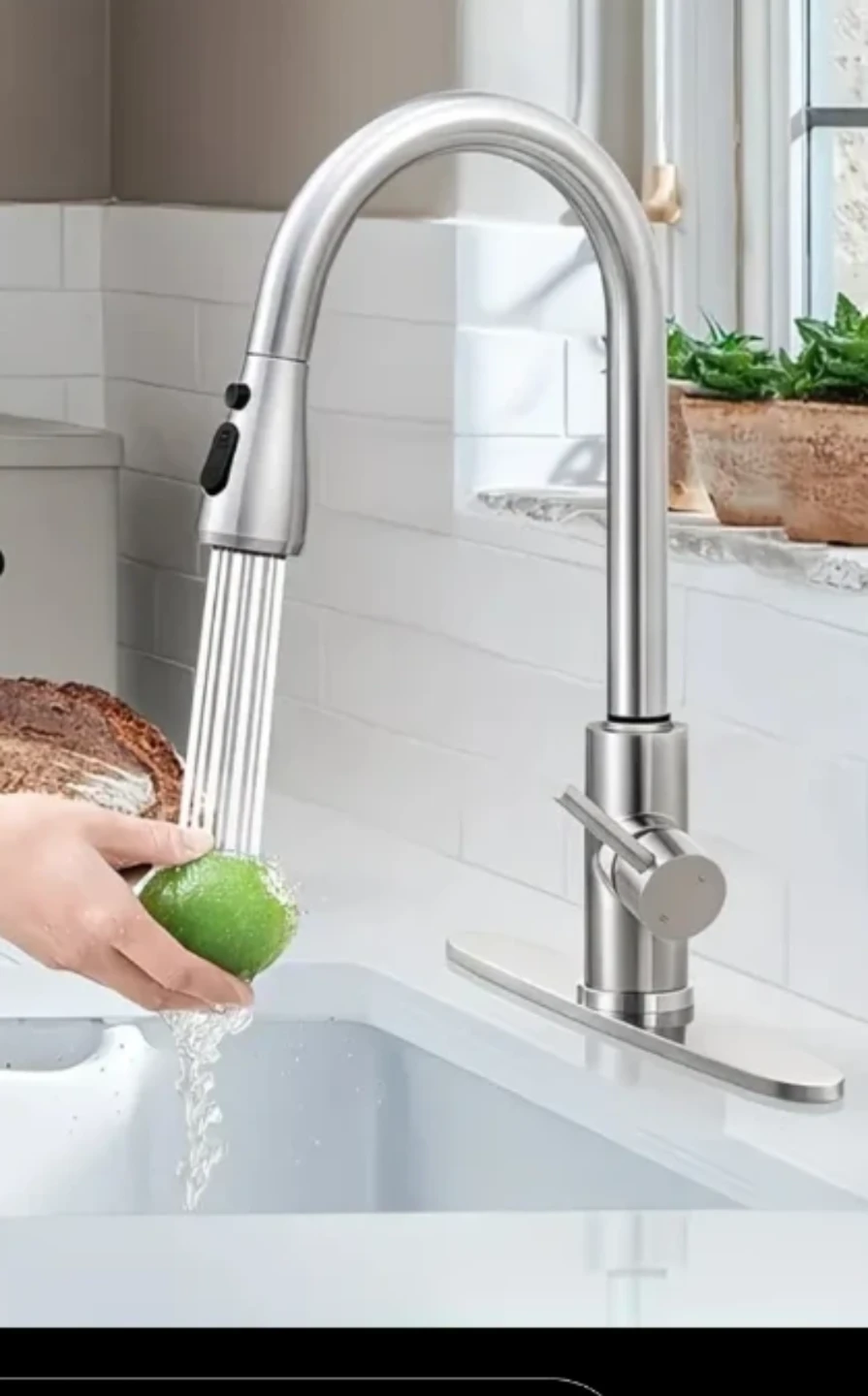 Brushed Nickel Pull-Down Kitchen Faucet