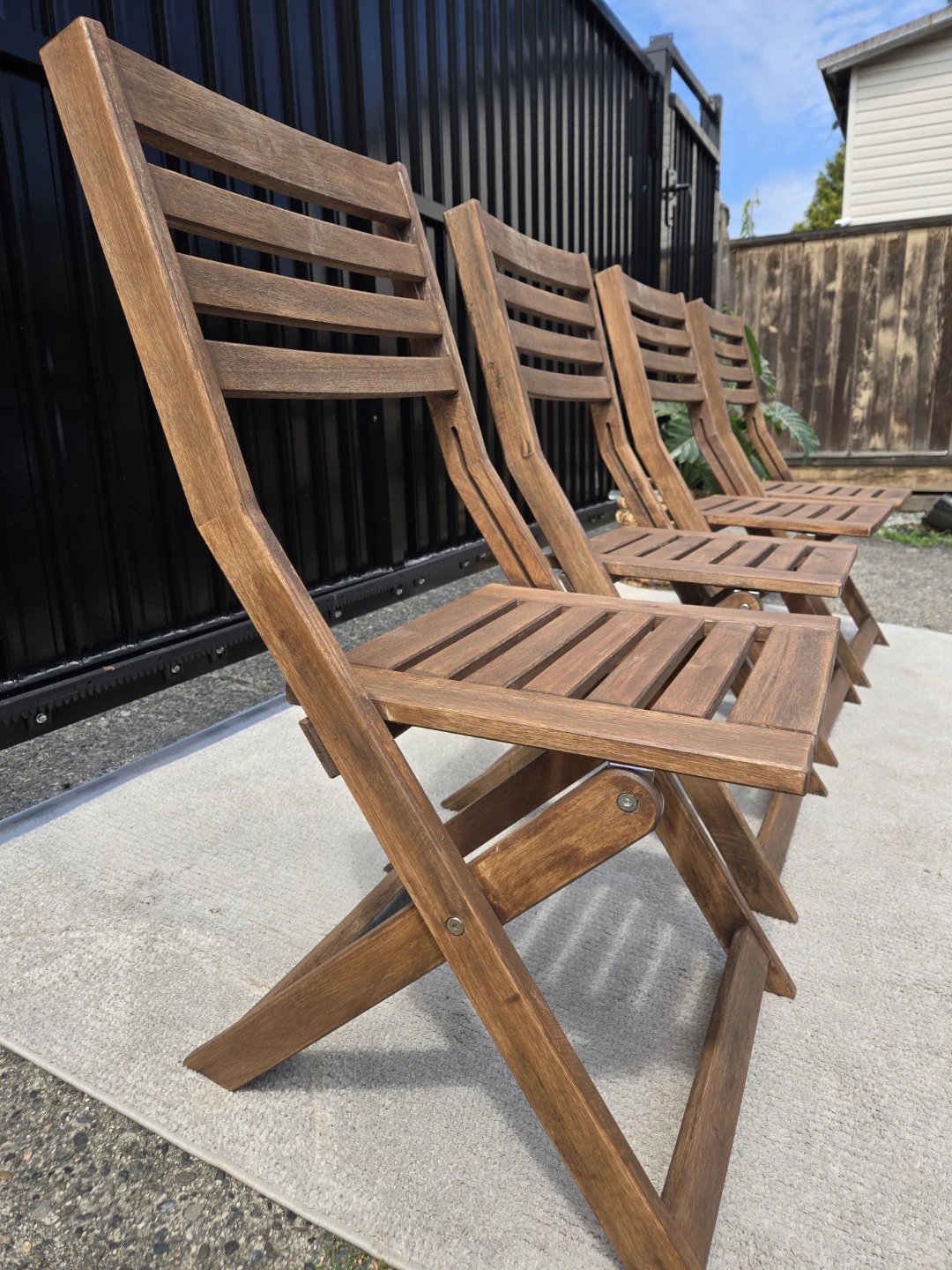 4 newly sanded and stained ikea applaro folding chairs - photo 3