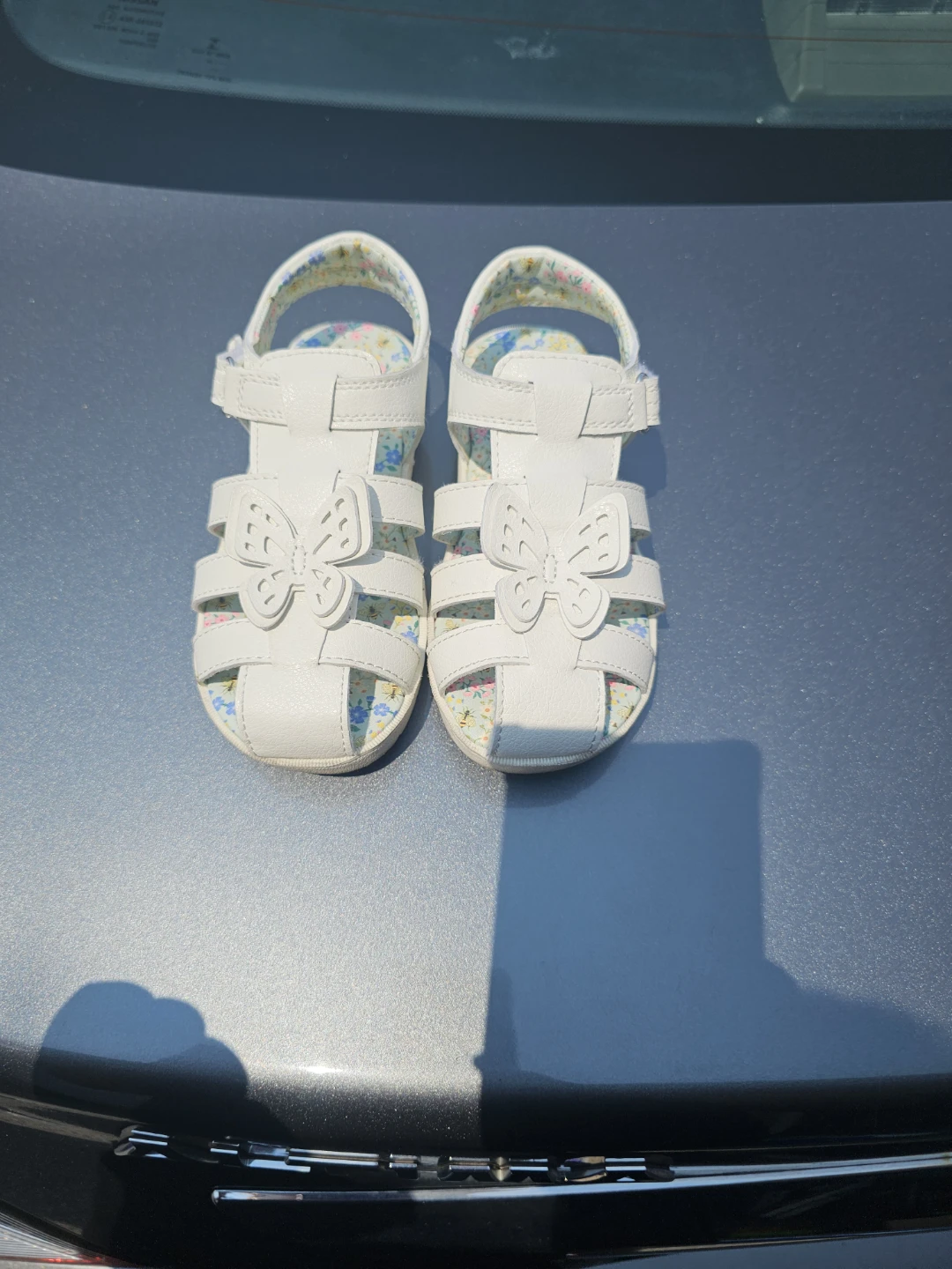 White Toddler Sandals with Butterfly Detail