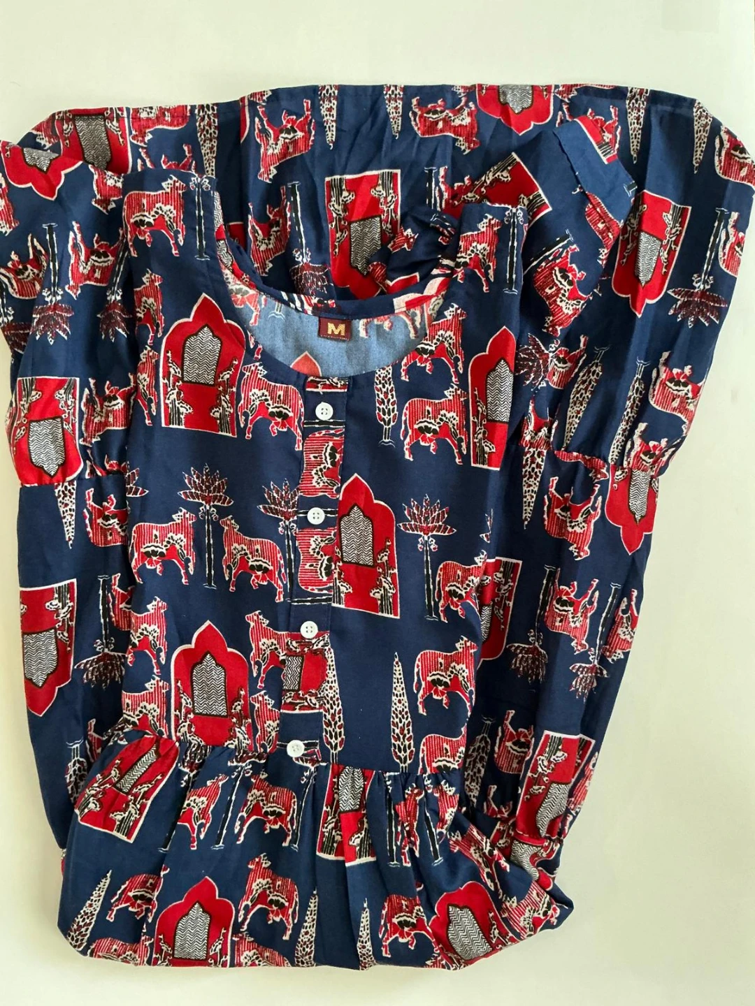 Blue Tiered Dress with kalamkari print - photo 2