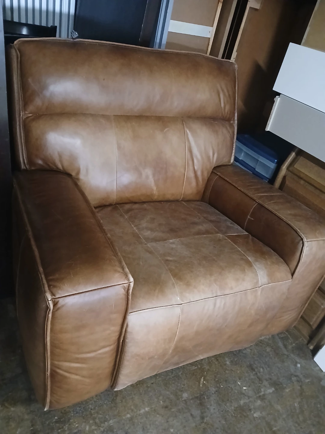 Brown Leather Recliner Chair with USB Ports