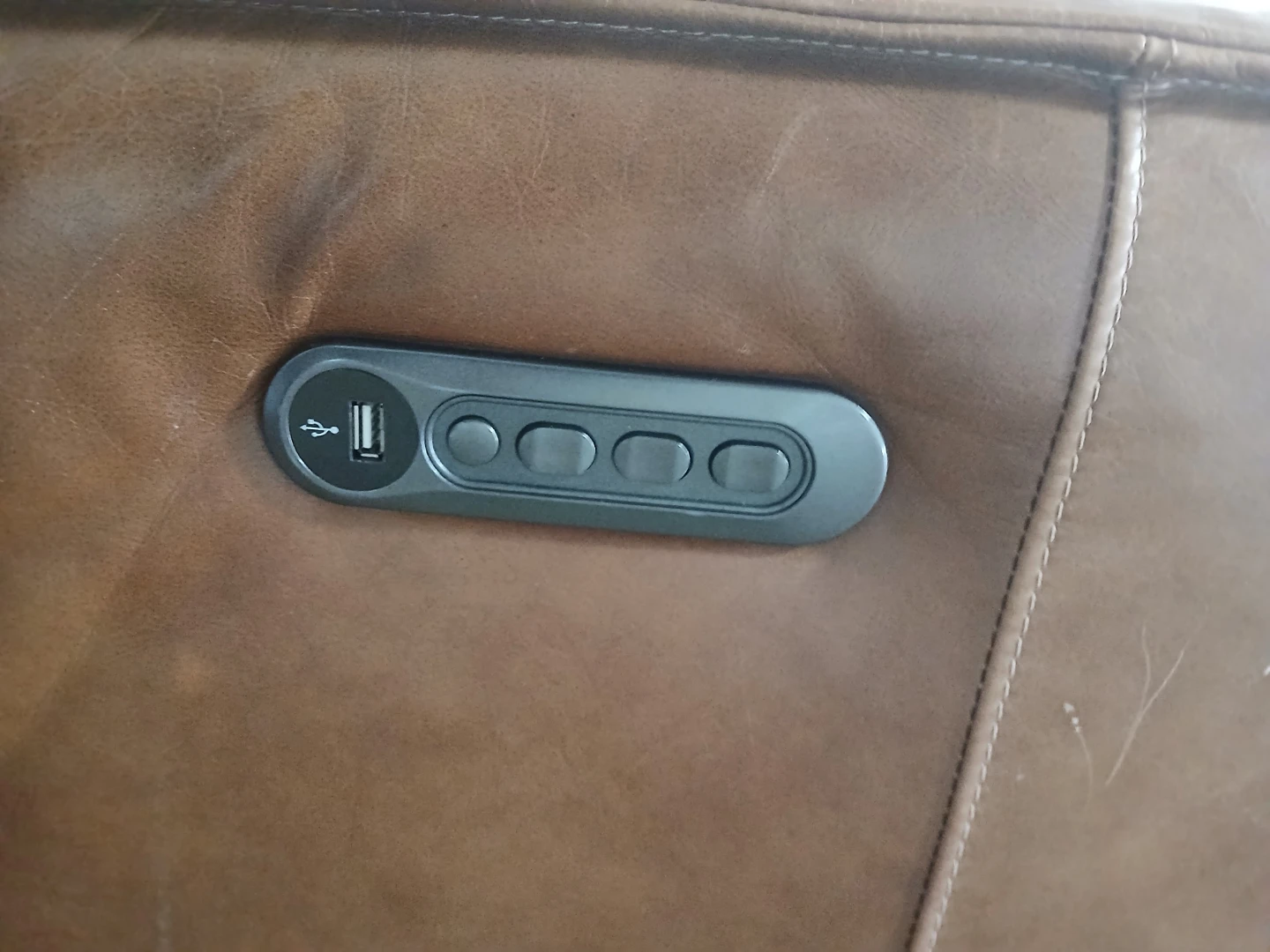 Brown Leather Recliner Chair with USB Ports - photo 3