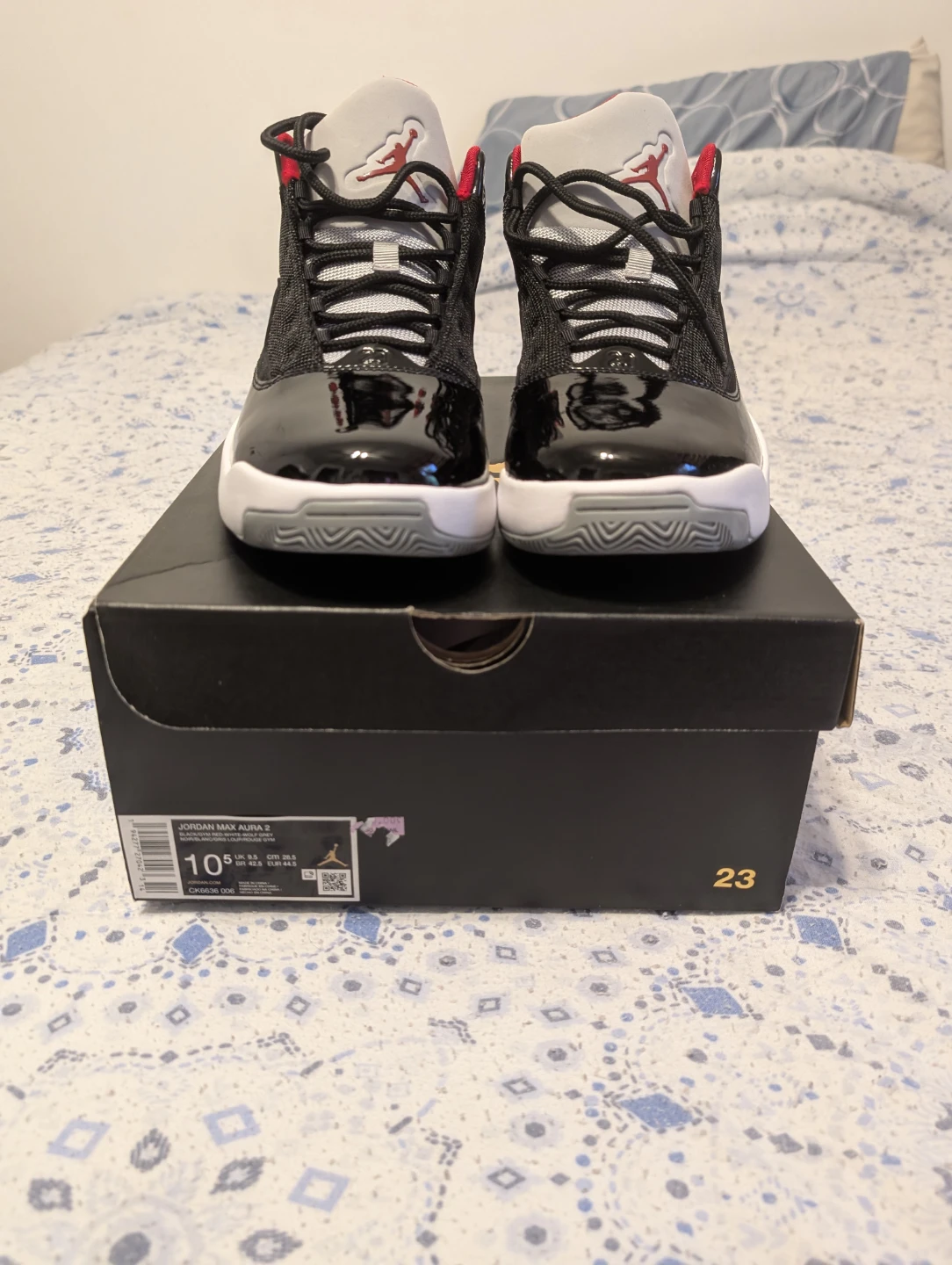 Jordan Max Aura 2 Shoes Black/Gym Red-White-Wolf Grey Size 10.5 - photo 3