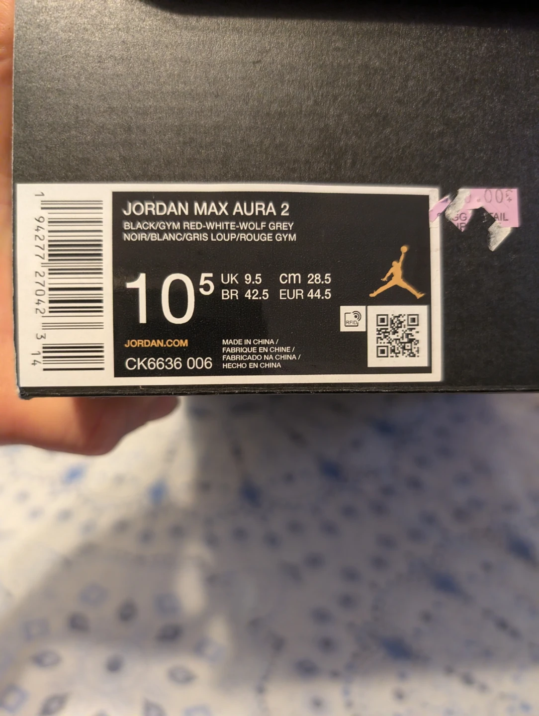Jordan Max Aura 2 Shoes Black/Gym Red-White-Wolf Grey Size 10.5 - photo 4