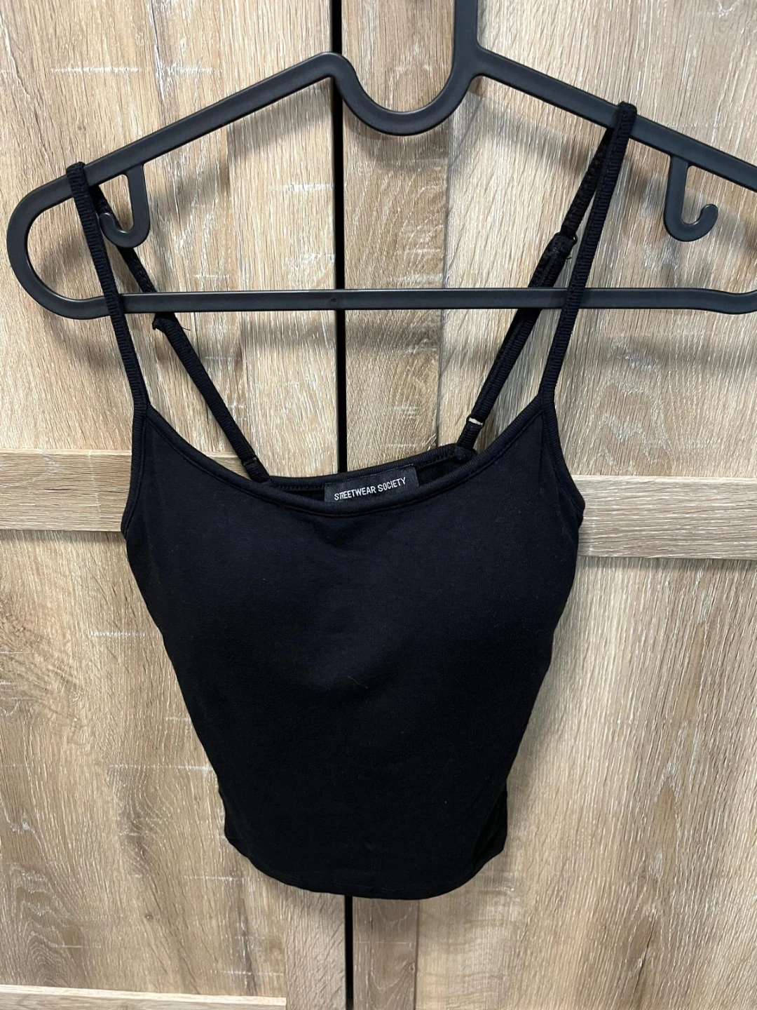 Black Spaghetti Strap Crop Top