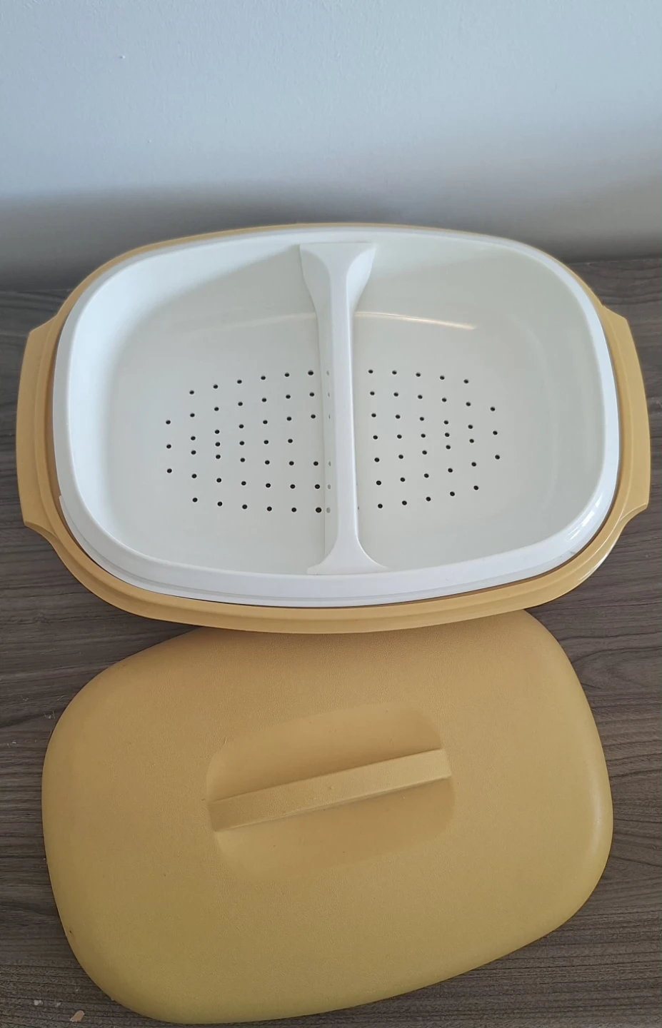 Vintage Tupperware Steamer Basket Harvest Gold - photo 2