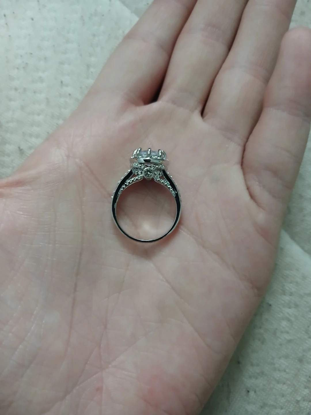 925 Silver & Light Blue & White Moissanite Ring - photo 4