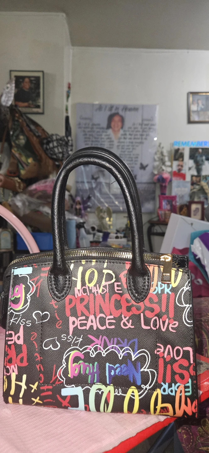 Graffiti Print Mini Handbag with Lock Detail - photo 2