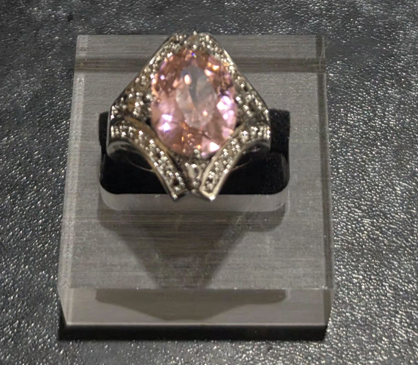 Pink Gemstone Silver Ring