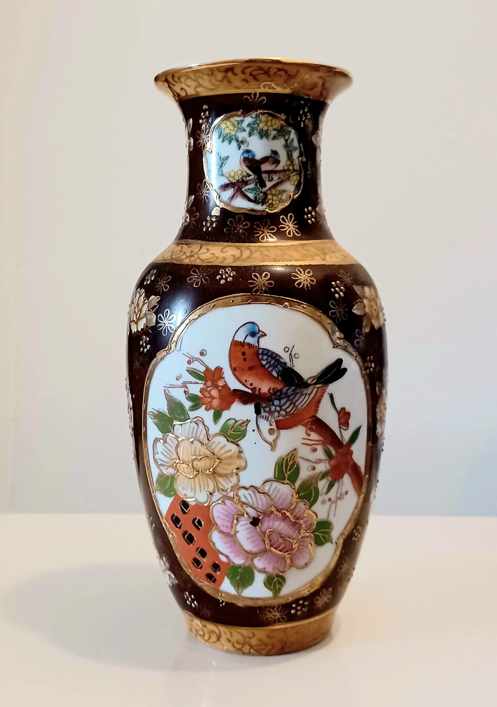 Vtg Bone China Hand Painted Satsuma Vase
