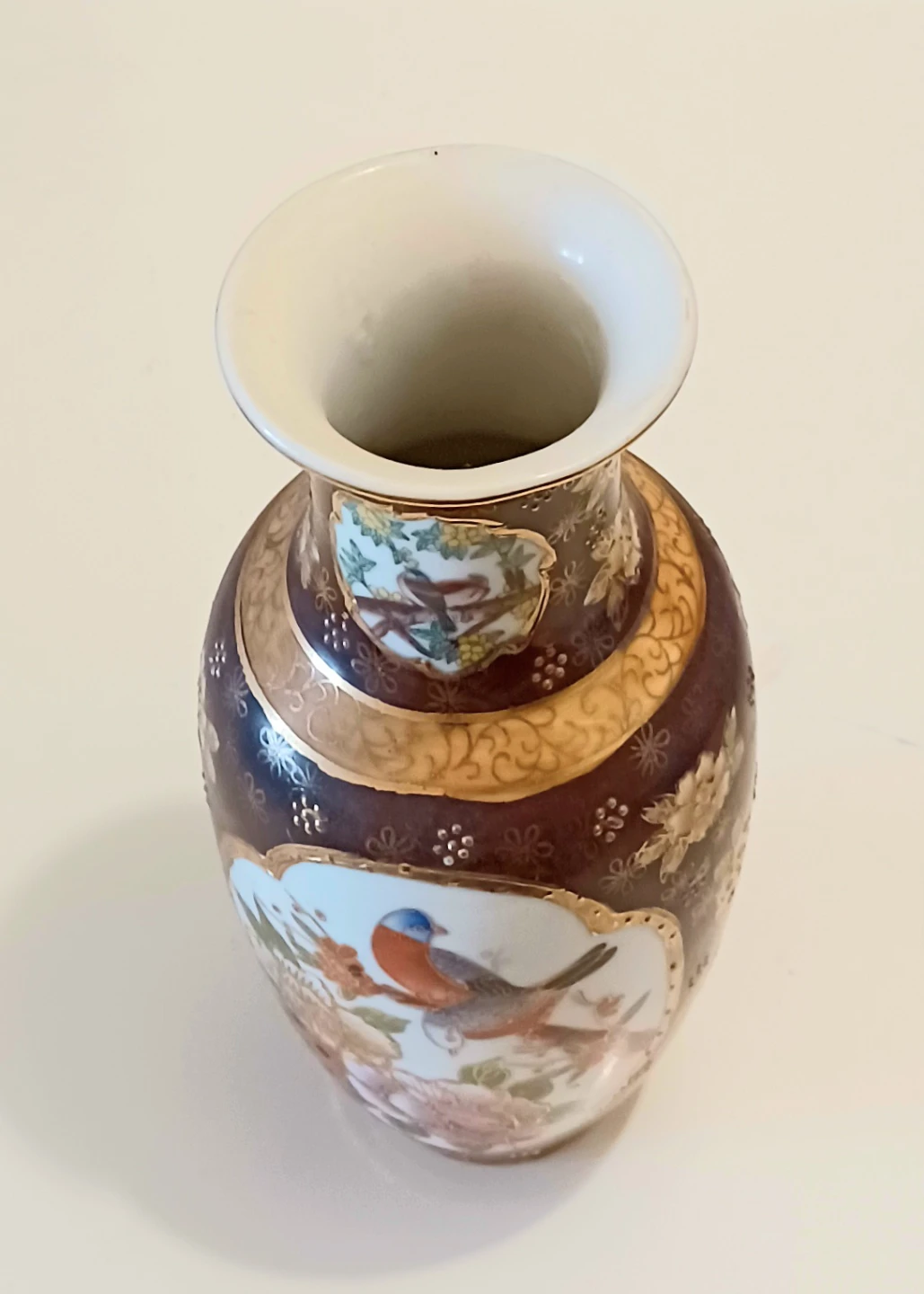 Vtg Bone China Hand Painted Satsuma Vase - photo 3
