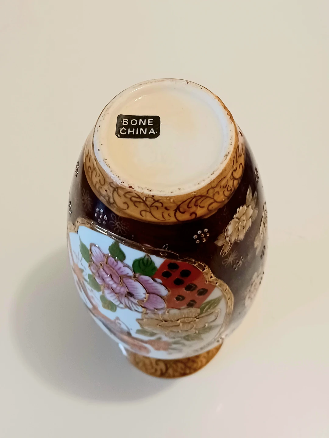 Vtg Bone China Hand Painted Satsuma Vase - photo 4