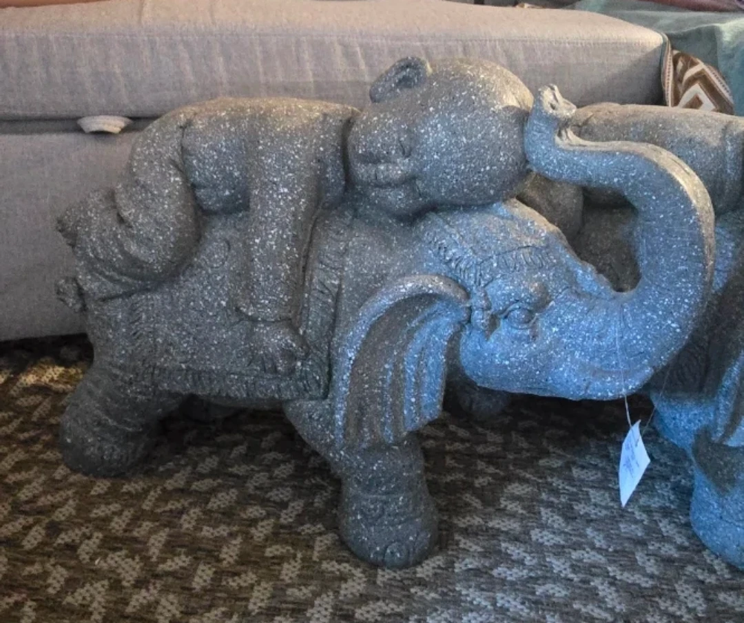 Elephant and Rider Statues (Pair) - photo 2