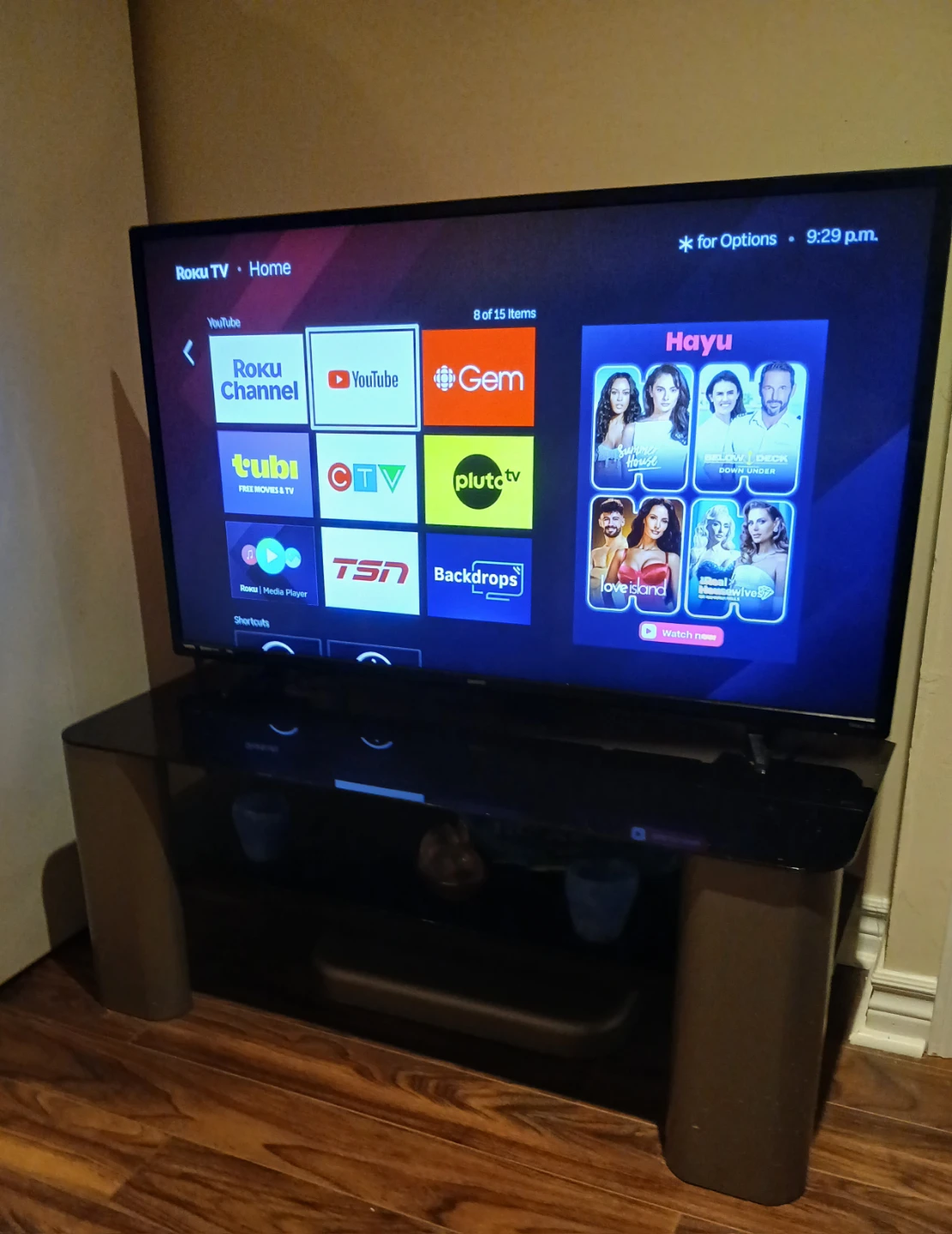 TV Stand with Glass Top