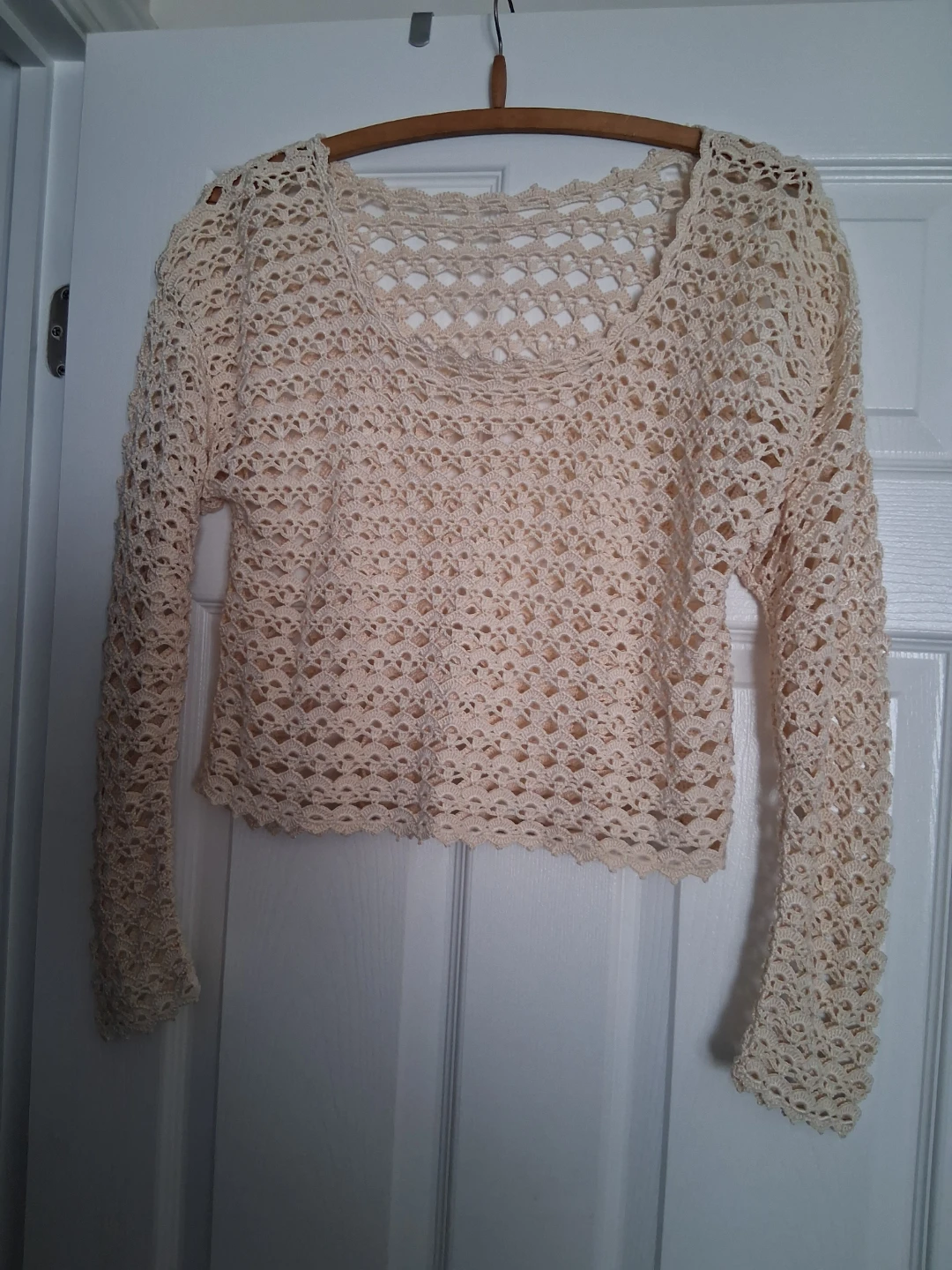 Crocheted Cream Long Sleeve Sweater