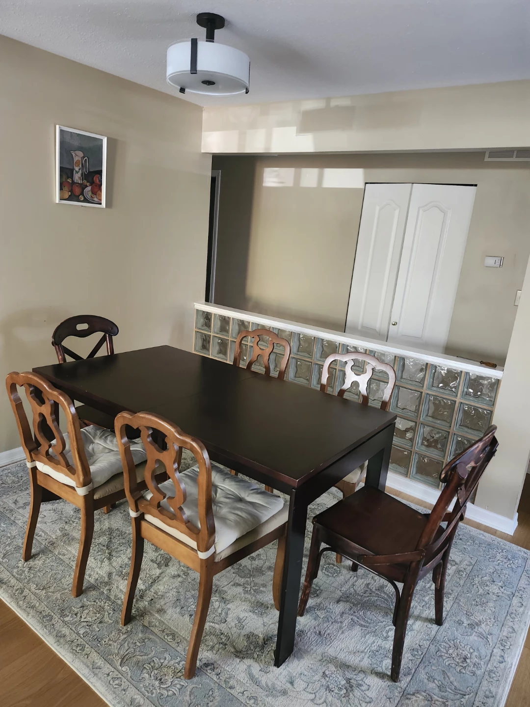 Dark Wood Dining Table with 6 Chairs