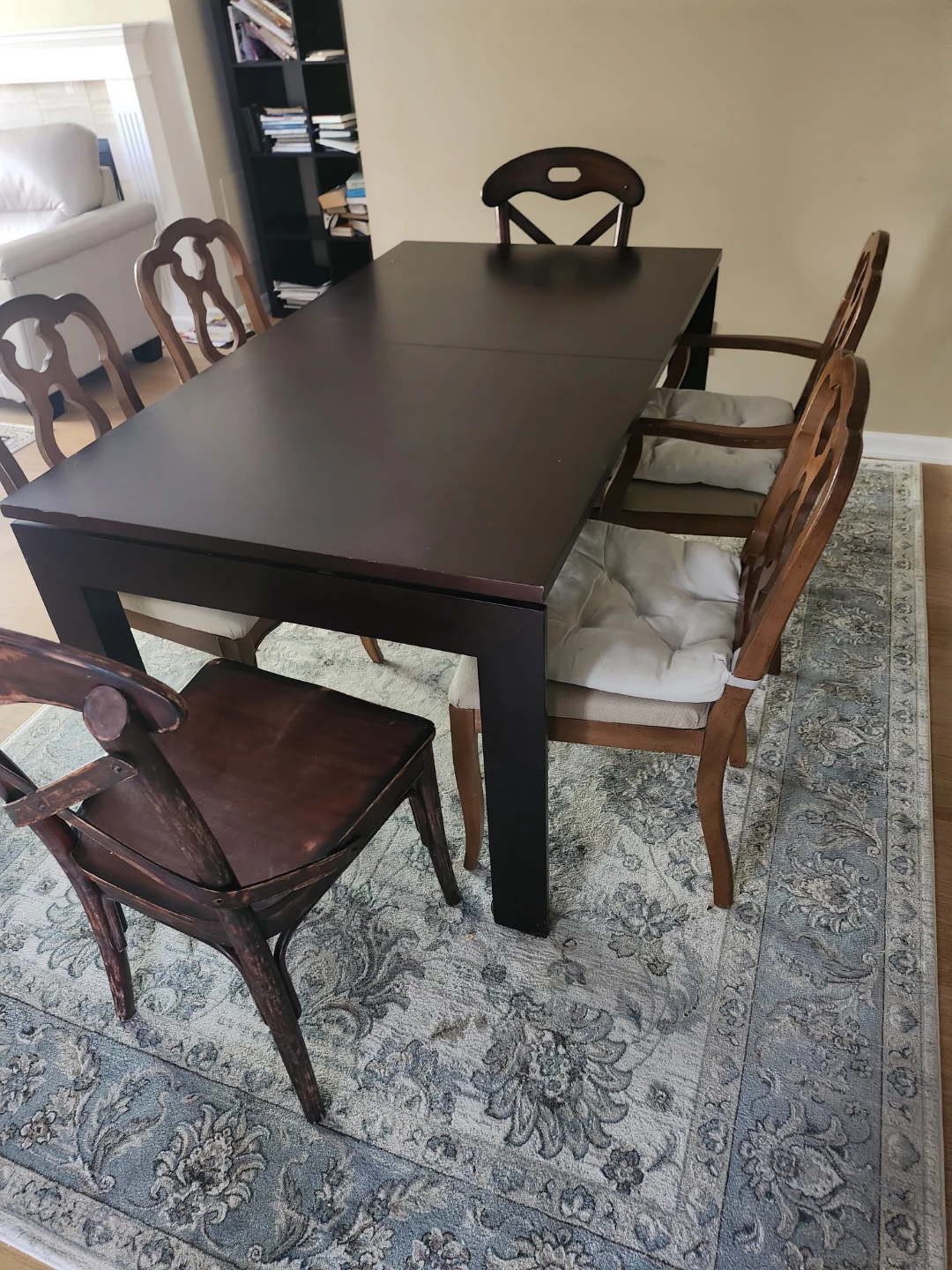 Dark Wood Dining Table with 6 Chairs - photo 2