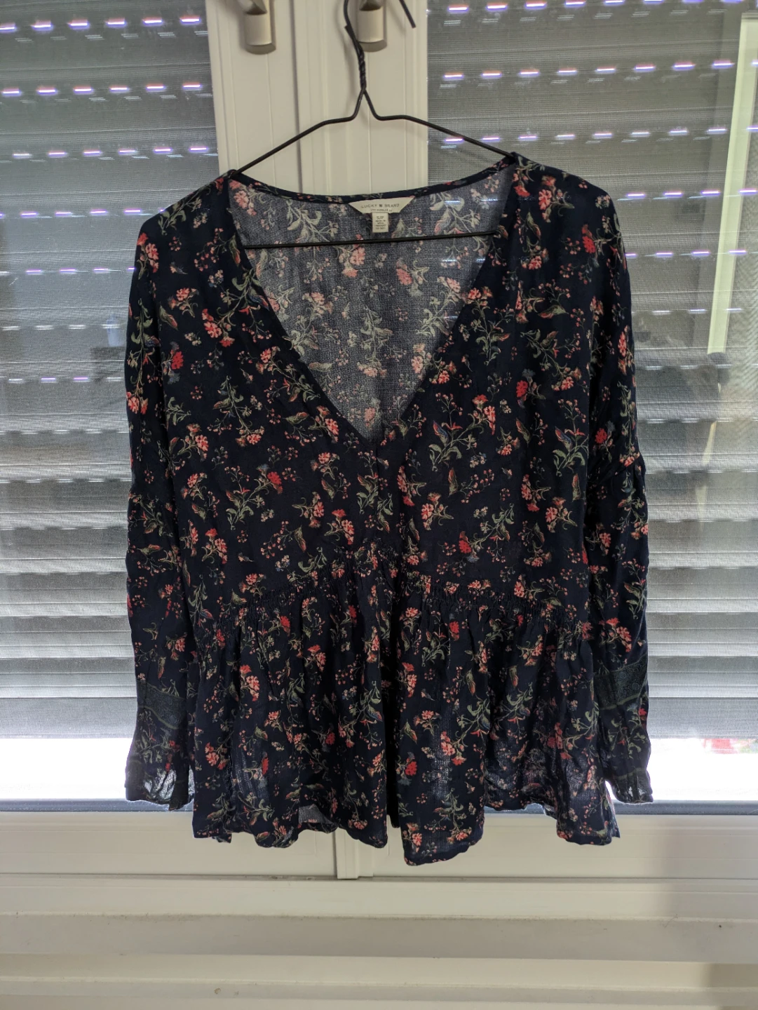 Lucky Brand Floral V-Neck Peplum Blouse