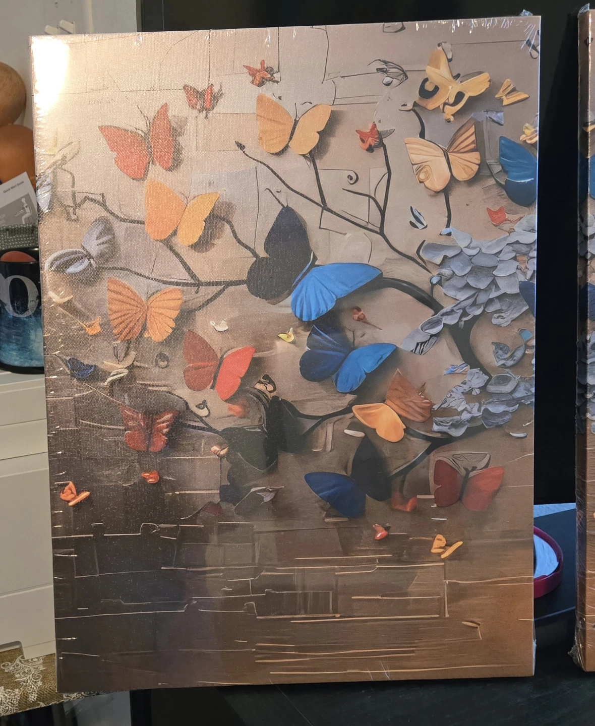 3D Butterfly Tree Wall Art Canvas Print