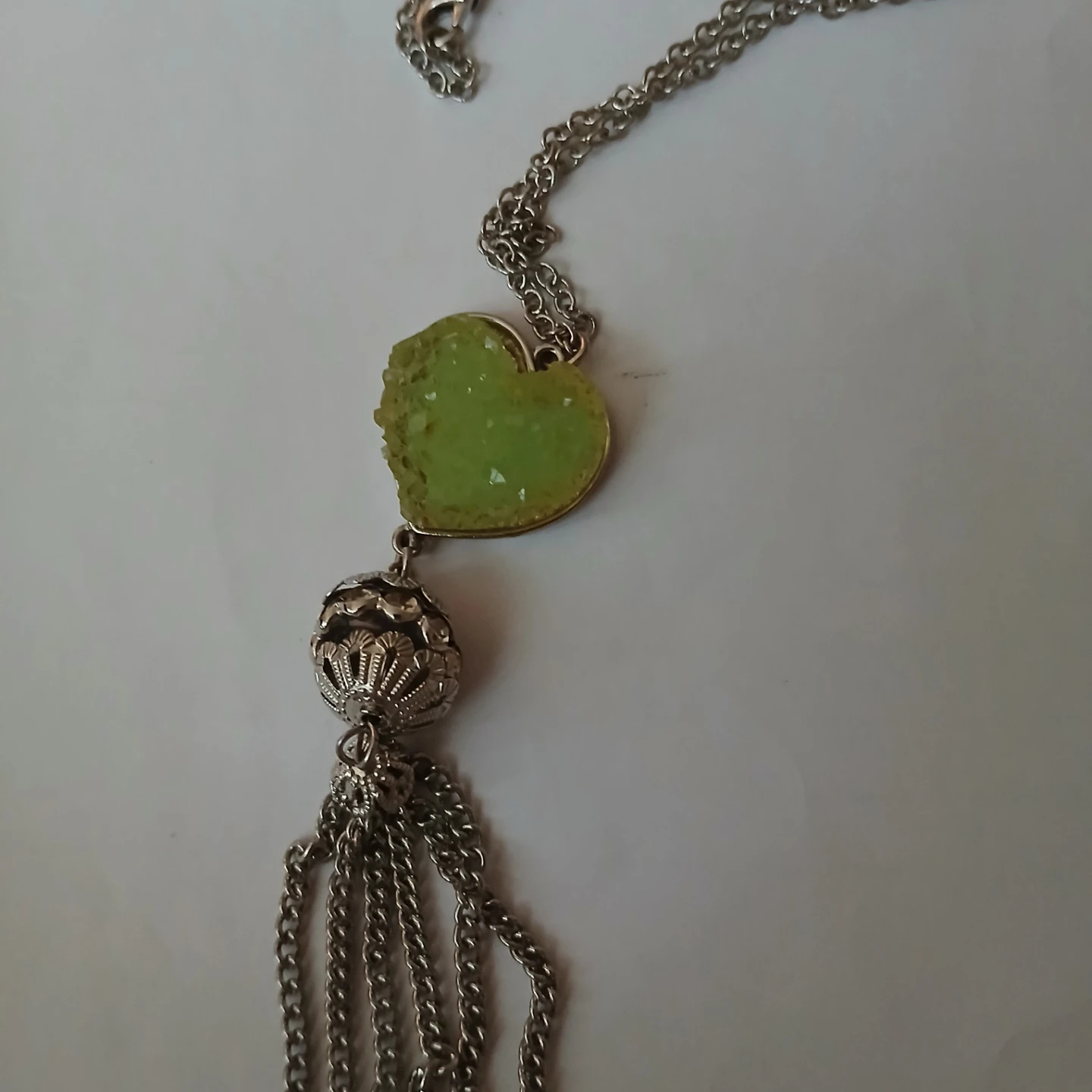 Silver Tone Heart Tassel Necklace - photo 2