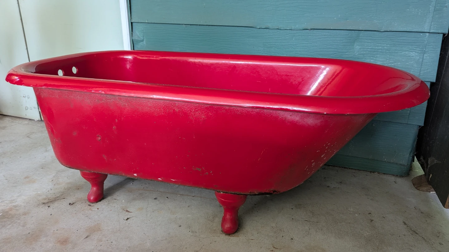 Red Clawfoot Bathtub - photo 2