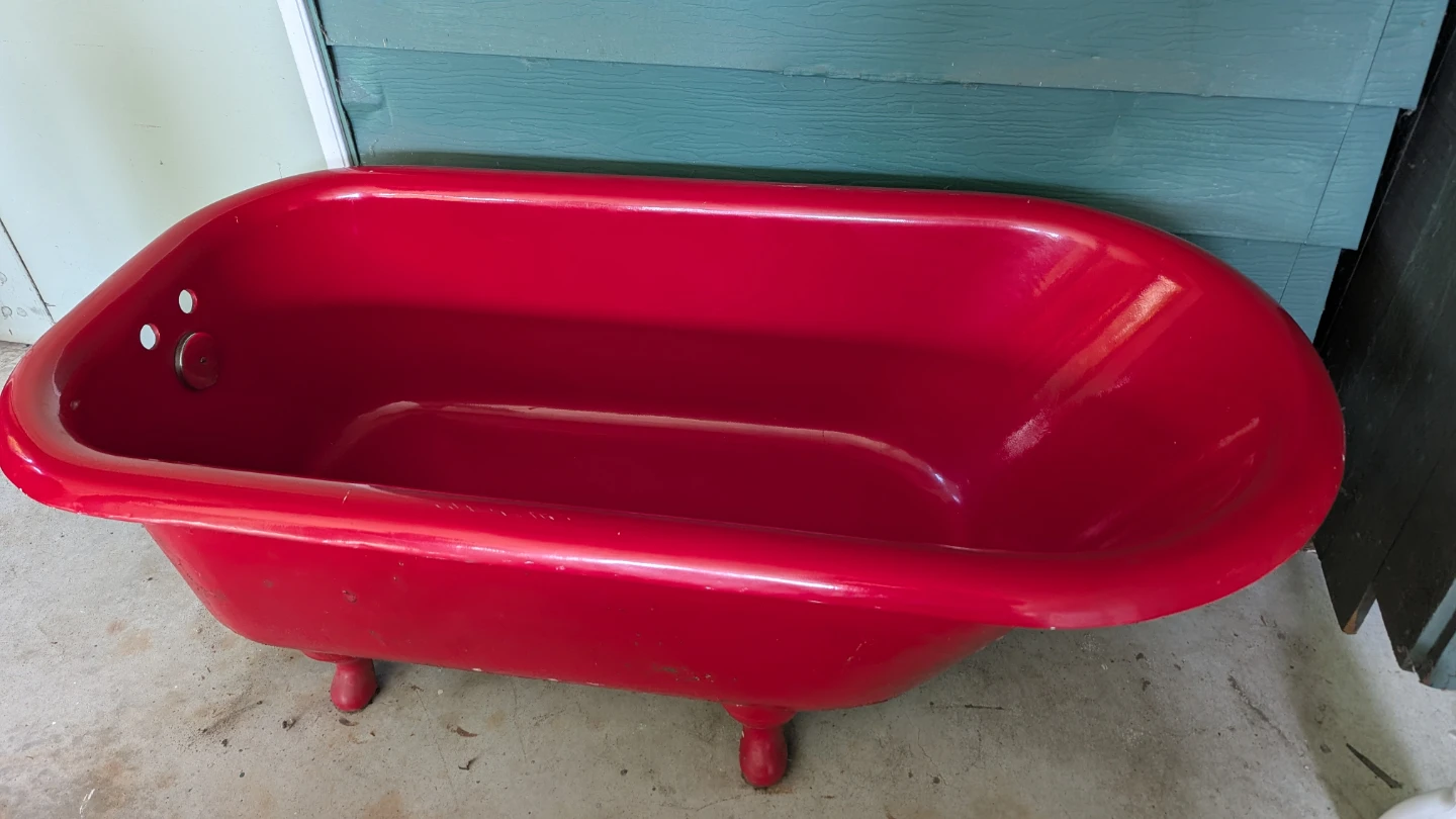 Red Clawfoot Bathtub